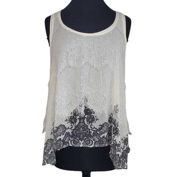 Mudd Ivory Lace Overlay Tunic XL 90s Mall Girl Western Cowgirl Concert Festival - Picture 1 of 8